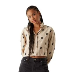 Women's Cropped Button Down Shirt -Fashion Clothing Store 070226311270 24 0 w1