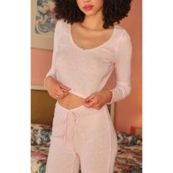 Women's Pointelle Logo Flare Pants -Fashion Clothing Store 0702468680138NEW 03 901 38ee4e29 7548 4778 b89c b0cb5a6925ff