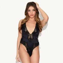 The Dreamy Satin Bodysuit -Fashion Clothing Store 26 499749 538278 OFFICIAL PB BUNNY EARS BLACK AND DREAMY SATIN BODYSUIT METEORITE 3908