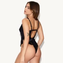 The Dreamy Satin Bodysuit -Fashion Clothing Store 26 499749 538278 OFFICIAL PB BUNNY EARS BLACK AND DREAMY SATIN BODYSUIT METEORITE 3951