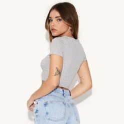 September 2016 Playmate X-Ray Baby Tee -Fashion Clothing Store 29 543368 6932523581537 XRAY BABY TEE HEATHER GREY 2840