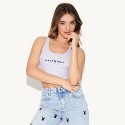 Playboy Raceway Racerback Tank -Fashion Clothing Store 31 543353 6932523253857 RACEWAY RAZOR TANK HEATHER GREY 2858