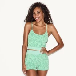 Women's Flower Power Seamless Short -Fashion Clothing Store 46 515654 515662 PACSUN FLOWER POWER SEAMLESS TANK TOP SHORT GREEN 41505 WEBSIZE