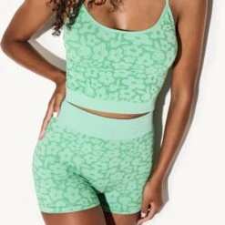 Women's Flower Power Seamless Short -Fashion Clothing Store 46 515654 515662 PACSUN FLOWER POWER SEAMLESS TANK TOP SHORT GREEN 41538 WEBSIZE