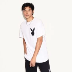 Playboy Masthead & Rabbit Head Tee - White -Fashion Clothing Store 478824 4822029533281 PLAYBOY MASTHEAD RABBIT HEAD TEE WHITE 6068