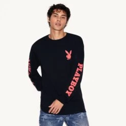 Playboy Masthead & Rabbit Head Long Sleeve -Fashion Clothing Store 478834 4822031040609 PLAYBOY MASTHEAD RABBIT HEAD LONG SLEEVE BLACK 7220