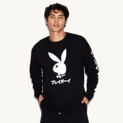 Japanese Rabbit Head Long Sleeve T-Shirt -Fashion Clothing Store 514639 6539778130017 JAPANESE RABBIT HEAD LONG SLEEVE BLACK 7303