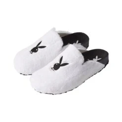 Women's Fuzzy Slides -Fashion Clothing Store 516587 6670966587489 FUZZY RABBIT HEAD SLIDES WHITE BLACK SIDE