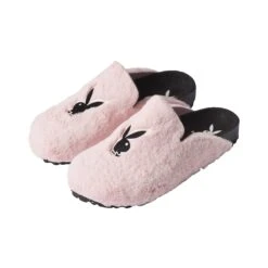Women's Fuzzy Slides -Fashion Clothing Store 516594 6670966587489 FUZZY RABBIT HEAD SLIDES PINK BLACK SIDE