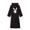 Logo Bathrobe -Fashion Clothing Store 518830 6694982352993 HOODED BATHROBE BLACK BACK