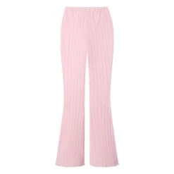 Women's Pointelle Logo Flare Pants -Fashion Clothing Store 536776 6857980346465 BOUQUET POINTELLE FLARE PINK SHIRT BLACK SHIRT BLACK2