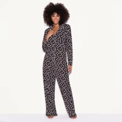 The Slumber Party Pajama Set, Black -Fashion Clothing Store 537245 6861443825761 CLASSIC PJ SET LONGSLEEVE ALL OVER BUNNY BLACK 1