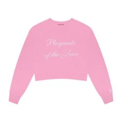 Playmate Of The Year Cropped Crewneck - Pink / White Print -Fashion Clothing Store 6927218344033 542760 PMOY CROPPED CREWNECK PINK 1
