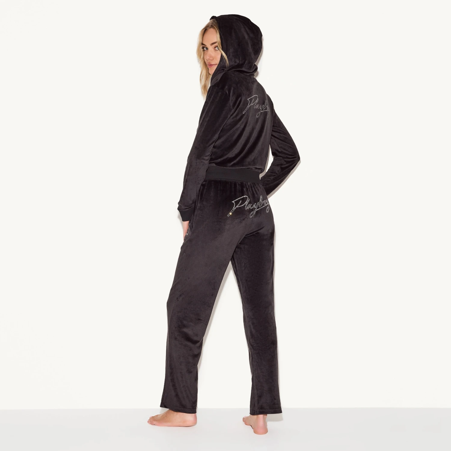 Women's Velour Pants Black - Image 4
