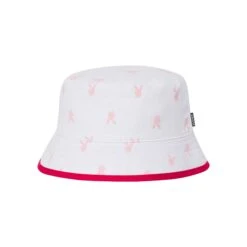 Rainbow Lining Rabbit Head Bucket Hat -Fashion Clothing Store ALL OVER PRINT RABBIT HEADS BUCKE HAT WHITE PINK FRONT