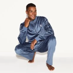 Men's Velour Jacket, Navy