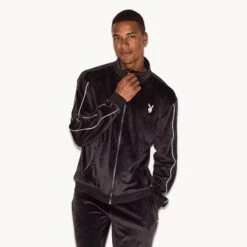 Men's Velour Jacket, Black