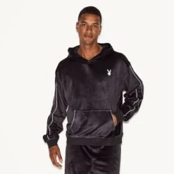 Men's Velour Hoodie Black