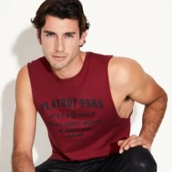 Playboy Raceway Muscle Tank -Fashion Clothing Store M3 542829 6927220408417 RACING RABBIT HEAD TANK CARDINAL 0421