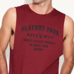 Playboy Raceway Muscle Tank -Fashion Clothing Store M3 542829 6927220408417 RACING RABBIT HEAD TANK CARDINAL 0435