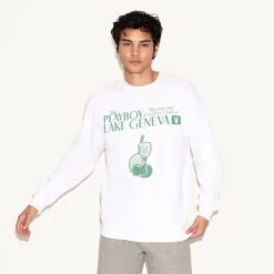 Lake Geneva Tennis Club Crewneck Sweatshirt -Fashion Clothing Store PBD M13 GNVA WHT MD 6619408924769 LAKE GENEVA TENNIS CLUB CREWNECK SWEATSHIRT WHITE 7192