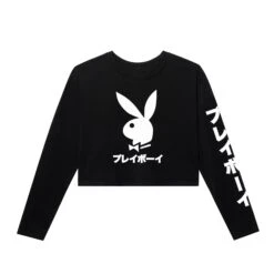Japanese Rabbit Head Women's Cropped Long Sleeve -Fashion Clothing Store PB JAPANRABBIT BLACKLSCROP f96fb10d 7bd1 4cf4 9e58 819e462c1c77