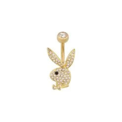 Pave Rabbit Head Belly Ring