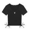 Women's Active Square Neck Crop Top 2 Women's Active Square Neck Crop Top -Fashion Clothing Store PLAYBOY ACTIVE RECYCLED SQUARE NECK SS TOP BLACK 01