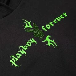 Women's Playboy Forever Hoodie -Fashion Clothing Store PLAYBOY PACSUN BLACK HOODIE WITH COLD SHOULDER GREEN DETAIL 03 0bf21d4c 6625 4417 9bae f0e9acc232a7