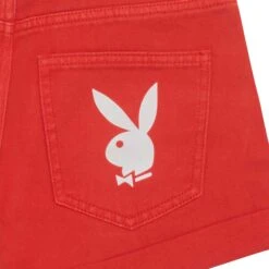 Women's Bright Bunny Denim Shorts Red -Fashion Clothing Store PLAYBOYMOMSHORT3