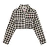 Women's Houndstooth Cropped Jacket 2 Women's Houndstooth Cropped Jacket -Fashion Clothing Store PLAYBOY RAWEDGECROPPEDTRUCKER HOUNDSTOOTH 01