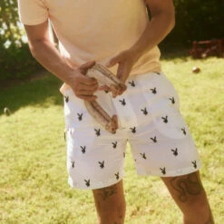 Repeating Rabbit Head Lounge Shorts -Fashion Clothing Store PLAYBOY SUMMER22 LOOK 13 2793 2880px