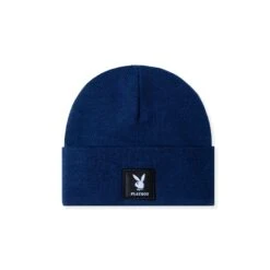 Knit Beanie With Logo Patch -Fashion Clothing Store Playboy Knit Beanie with Logo Patch Cobalt 01