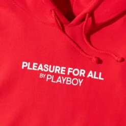 Pleasure For All Hoodie -Fashion Clothing Store Playboy Logo Hood Sweatshirt Red 3