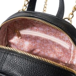 Women's Leather Mini Backpack -Fashion Clothing Store Playboy MTMooreWomen sLeatherMiniBackpack Black 03