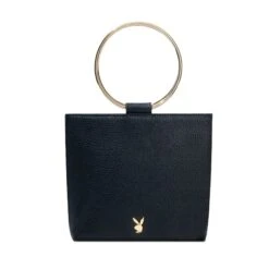 Women's Leather Ring Clutch -Fashion Clothing Store Playboy MTMooreWomen sRingClutch Black 02