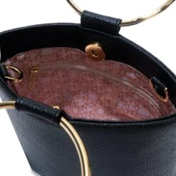 Women's Leather Ring Clutch -Fashion Clothing Store Playboy MTMooreWomen sRingClutch Black 05