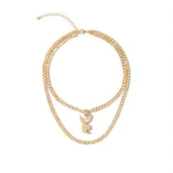 Pave Rabbit Head Layered Necklace -Fashion Clothing Store Playboy Multi Chain Rabbit Head Necklace 02