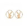 Rabbit Head Hoop Earrings Gold -Fashion Clothing Store Playboy Rabbit Head Hoop Earrings Gold 01
