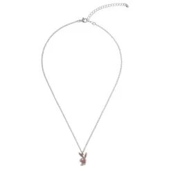 Rabbit Head Pave Necklace -Fashion Clothing Store Playboy Rabbit Head Pave Necklace Pink 01