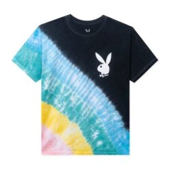 Repeating Masthead Tie-Dye T-Shirt -Fashion Clothing Store Playboy Repeating Masthead T Shirt Black multi 01
