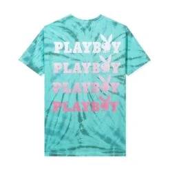 Repeating Masthead Tie-Dye T-Shirt -Fashion Clothing Store Playboy Repeating Masthead T Shirt Green 02 8fd096a3 b0f9 4b36 9a6c c50ab173adfe