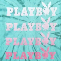 Repeating Masthead Tie-Dye T-Shirt -Fashion Clothing Store Playboy Repeating Masthead T Shirt Green 04