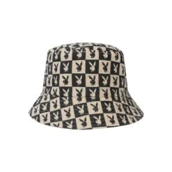 Tile Print Bucket Hat -Fashion Clothing Store Playboy Tile Print Bucket Hat Black 03