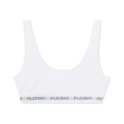 Women's Playboy Sports Bra -Fashion Clothing Store Playboy Womens Sports Bra White 02