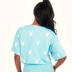 Logo Cropped T-Shirt -Fashion Clothing Store PlayboyMissguidedLogoCroppedT Shirt Blue 04 5907c3d6 eb60 4acf 8511 feb2c57e39aa