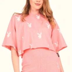 Logo Cropped T-Shirt -Fashion Clothing Store PlayboyMissguidedLogoCroppedT Shirt Pink 01 2dd9f688 9988 4362 bb95 eecfc263efc9