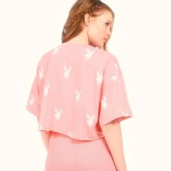 Logo Cropped T-Shirt -Fashion Clothing Store PlayboyMissguidedLogoCroppedT Shirt Pink 04 17e54340 1909 4d8c a6c9 b0583413f753