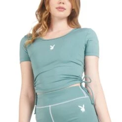 Women's Active Square Neck Crop Top -Fashion Clothing Store PlayboyWomen sActiveSquareNeckCropTop Green 01