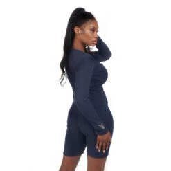 Women's Lounge Rib LS Top And Short Set -Fashion Clothing Store PlayboyWomen sLoungeButtonFrontTop Navy 04 3685f2f2 ea37 444a 8d62 e3991d34cc4f